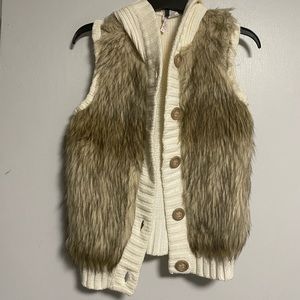 Fur vest with hood